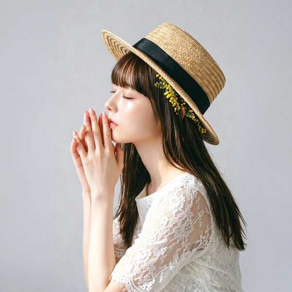 法式藤織草帽