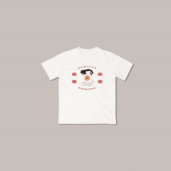 《慵懶貓·未來還未來》 - 白｜復古紅 Tee