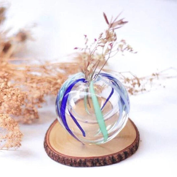 Tsugaru Vidro "Aya Temari" Series Glass Vase - Summer Sky