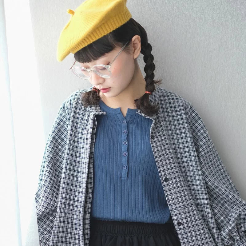 Stretchy high neck striped top