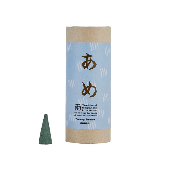Ame Rain Japanese cone Incense Stick with blue raindrop packaging at Grandmama Store in Hong Kong