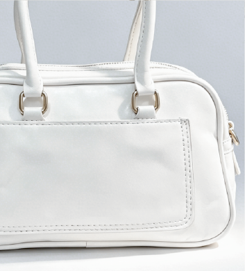 Back slip pocket detail on off-white Minimalist Convertible Bag at Grandmama Store in Hong Kong