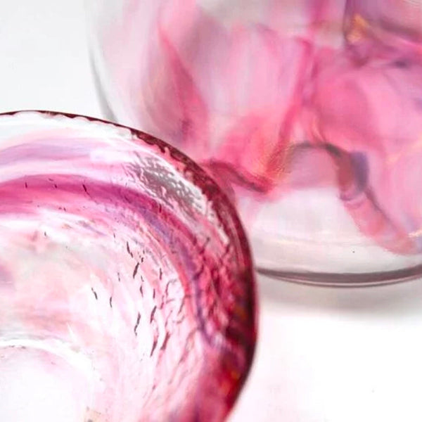 Close-up of pink Spiral Pattern Sake Set (One Flask, One Cup) at Grandmama Store in Hong Kong