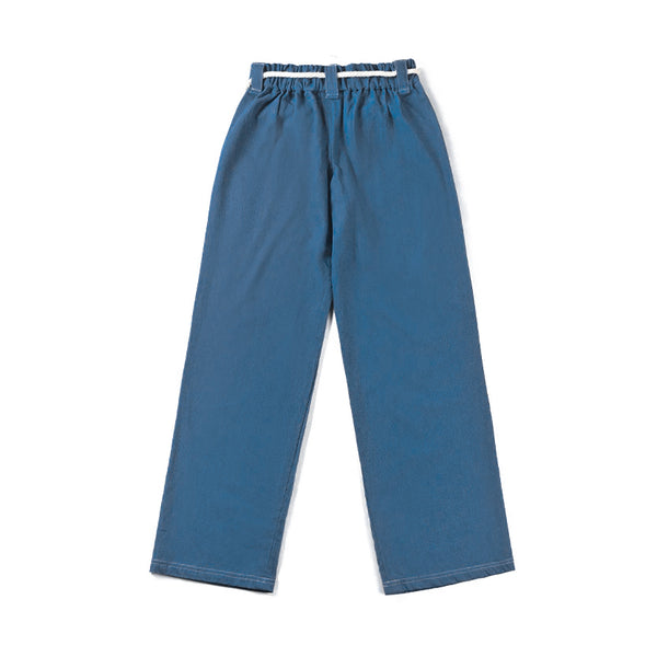 Kamon 家紋和風織繩休閒褲 - 富士山 (牛津藍)