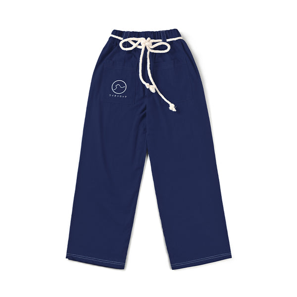 Kamon 家紋和風織繩休閒褲 - 獅子山 (藏藍色)