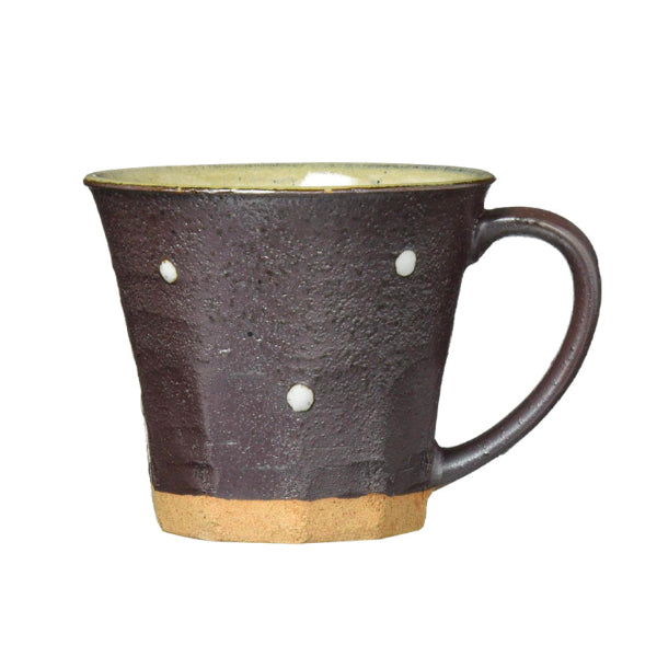 Dark charcoal polka dot Mino-yaki ceramic coffee cup at Grandmama Store in Hong Kong