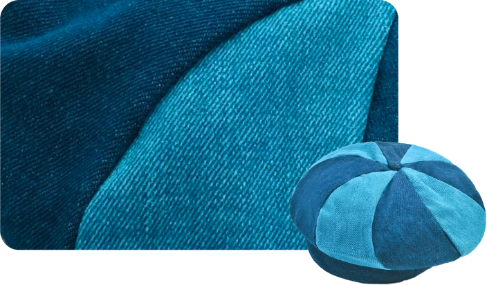 Dual-tone teal Sunshine Beret with woven fabric texture close-up at Grandmama Store in Hong Kong