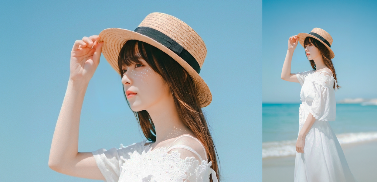 French Straw Boater Hat model lookbook collage at Grandmama Store in Hong Kong