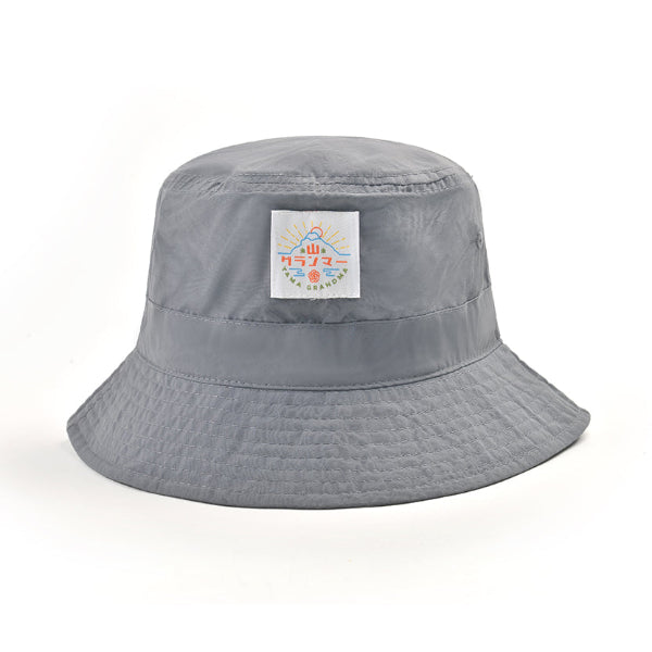 Grey Yama Workwear Bucket Hat with color logo patch at Grandmama Store in Hong Kong.
