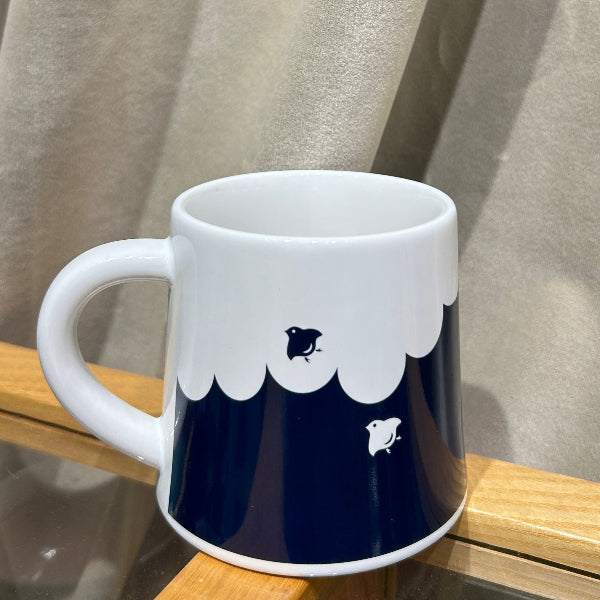 Japanese Mino‑ware Mount Fuji Ceramic Mug on wooden shelf at Grandmama Store in Hong Kong