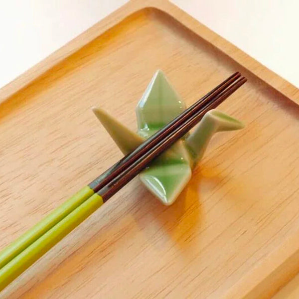 Light green Celebration Crane Chopstick Rest with chopsticks at Grandmama Store in Hong Kong