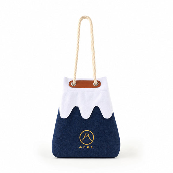 Medium Navy Blue Mt. Fuji Sake Bag front view at Grandmama Store in Hong Kong
