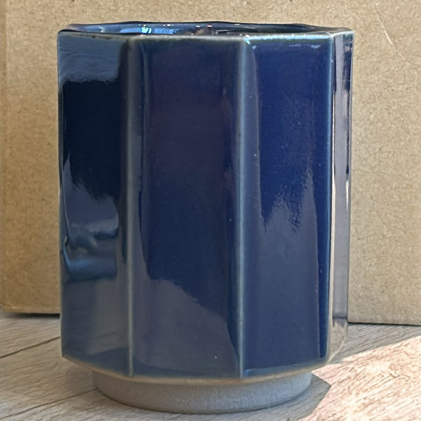 Navy blue Nine‑Sided Japanese Tea Cup front view at Grandmama Store in Hong Kong