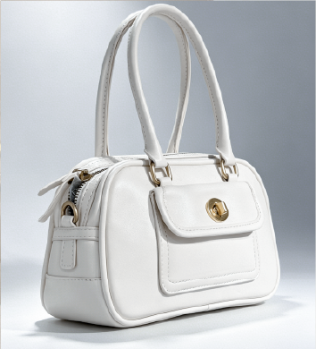 Off-white Minimalist Convertible Bag showcasing gold turn-lock hardware at Grandmama Store in Hong Kong