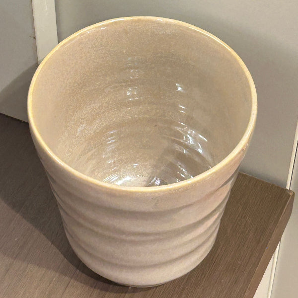Overhead interior view of beige Pearlescent Ceramic Cup at Grandmama Store in Hong Kong