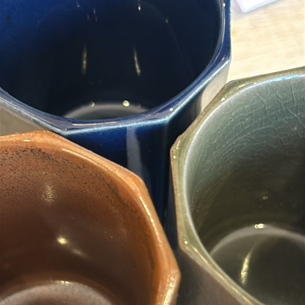 Overhead view of Nine‑Sided Japanese Tea Cup rims at Grandmama Store in Hong Kong