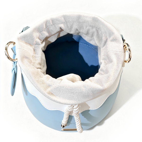Top-down interior view of Mt. Fuji Goen Bag in Light Blue at Grandmama Store in Hong Kong