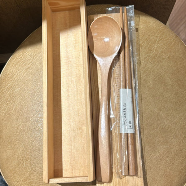 Unboxed light wood Japanese Chopsticks & Spoon Gift Set at Grandmama Store in Hong Kong