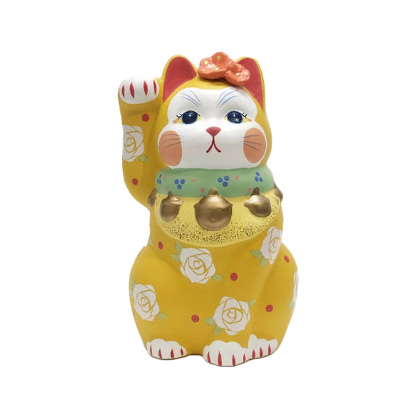 Yellow floral Maneki-neko Family figurine at Grandmama Store in Hong Kong