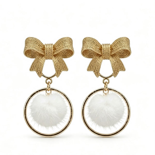 grandmama-cafe-gold-bow-white-pompom-earrings-hong-kong