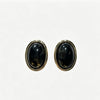 Gold-Rimmed Oval Earrings 